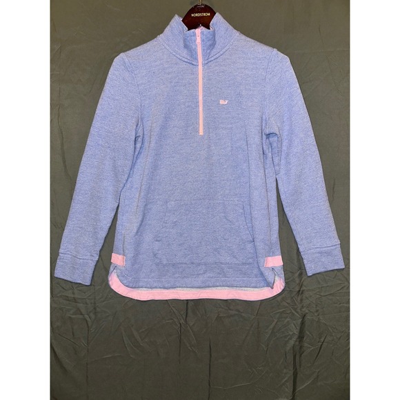 Vineyard Vines Tops - Vineyard Vines Quarter 1/4 Zip Pullover Light Blue‎ Pink Whale Logo Women's XS